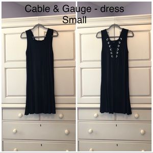 Black tank dress with faux lace-up back detail